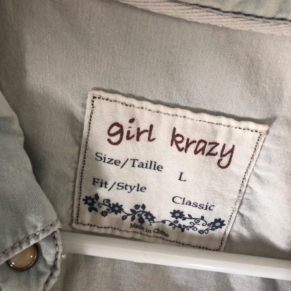 denim colored flannel! barely worn! - Picture 2 of 8